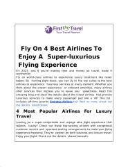 Fly On 4 Best Airlines To Enjoy Super- Luxurious Flying Experience .pptx